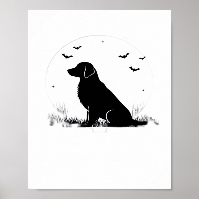 Golden Retriever Dog – Halloween Moon Silhouette O Poster (Front)