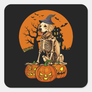 Golden Retriever Dog Halloween Square Sticker