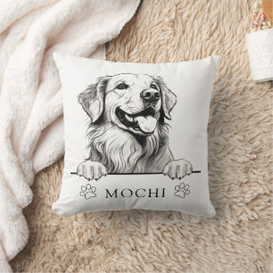 Golden Retriever Dog Hand Drawing Personalised  Cushion