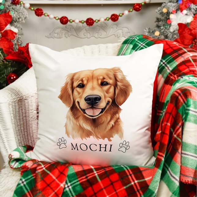 Golden Retriever Dog Hand Drawing Personalised  Cushion (Creator Uploaded)