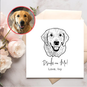 Golden Retriever Dog Hand Drawing Personalised Napkin