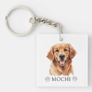 Golden Retriever Dog Hand Drawing Personalized Key Ring