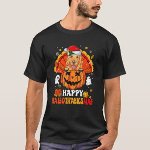 Golden Retriever Dog Happy Hallothanksmas Hallowee T-Shirt