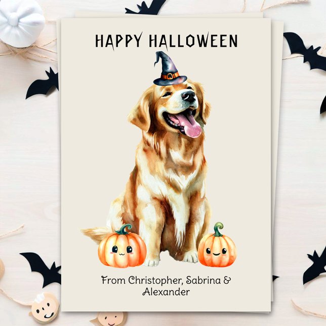 Golden Retriever Dog Happy Halloween Holiday Card (Creator Uploaded)