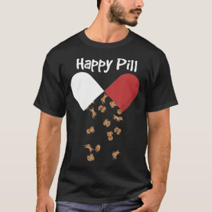 Golden Retriever Dog Happy Pill Golden Mum Dad T-Shirt