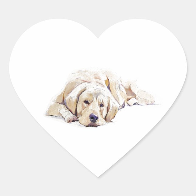 Golden Retriever Dog Heart Sticker (Front)