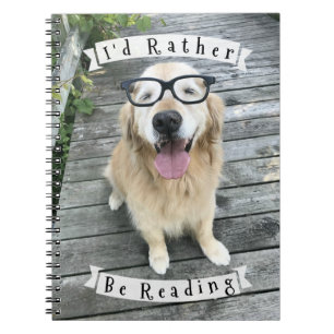 Golden Retriever Dog I'd Rather Be Reading Notebook