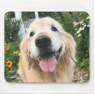 Golden Retriever Dog in Flower Garden Mouse Pad