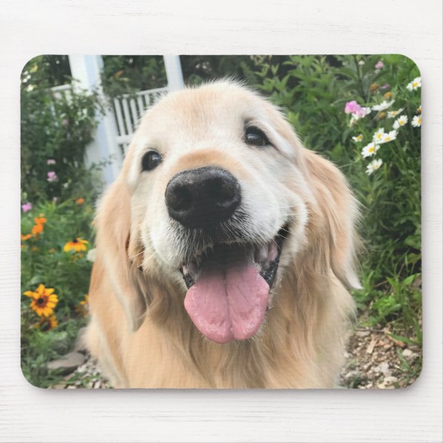 Golden Retriever Dog in Flower Garden Mouse Pad (Front)
