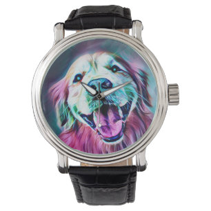 Golden Retriever Dog in Neon Colours Watch