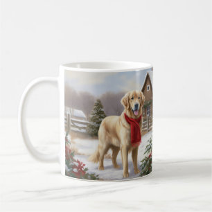 Golden Retriever Dog in Snow Christmas  Coffee Mug