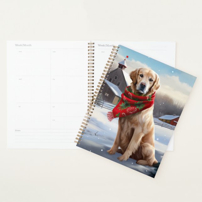 Golden Retriever Dog in Snow Christmas Planner (Display)