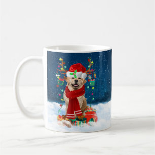 Golden Retriever Dog in Snow with Christmas Gifts  Coffee Mug