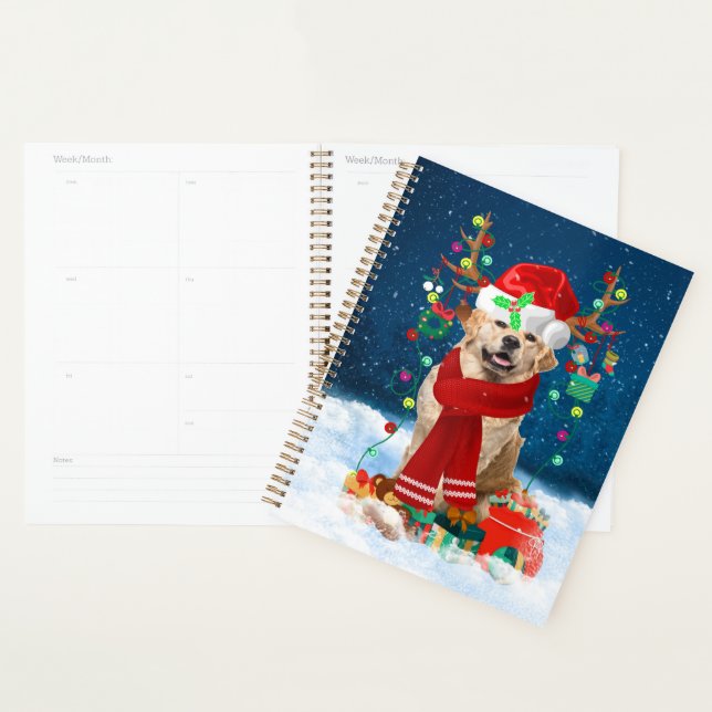 Golden Retriever Dog in Snow with Christmas Gifts  Planner (Display)