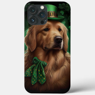 Golden Retriever Dog in St. Patrick's Day iPhone 13 Pro Max Case
