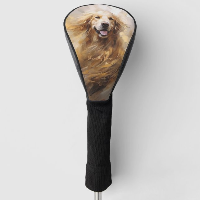 Golden Retriever Dog in the wind 001 - Yacobsen De Golf Head Cover (Front)