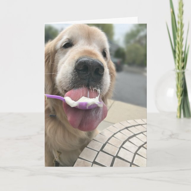 Golden Retriever Dog It's Always Ice Cream O'Clock Card (Front)