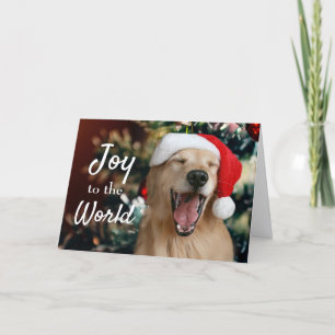 Golden Retriever Dog Joy to the World Christmas Holiday Card