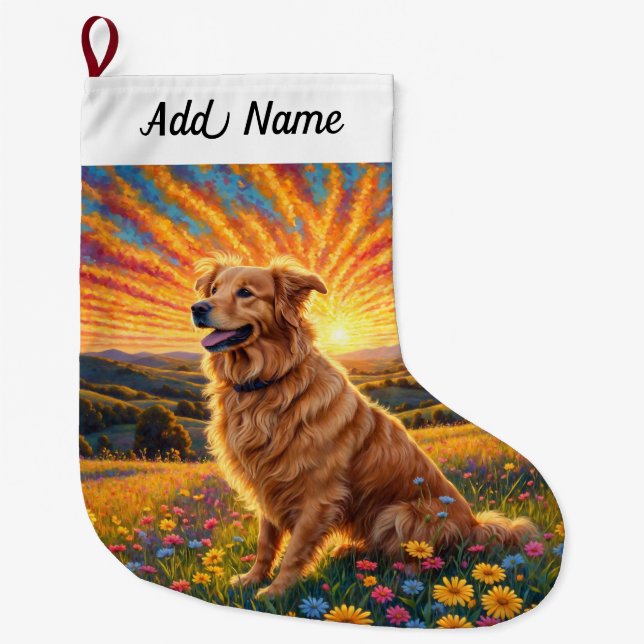 Golden Retriever  Dog Large Christmas Stocking (Front)