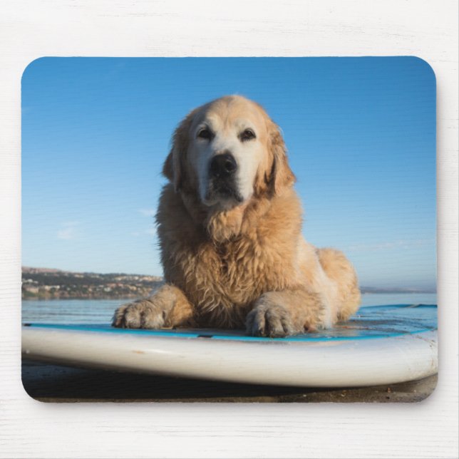 Golden Retriever Dog  Laying On A Paddle Board Mouse Pad (Front)