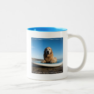 Golden Retriever Dog  Laying On A Paddle Board Two-Tone Coffee Mug