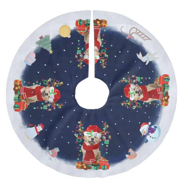 Golden Retriever Dog Let it snow Brushed Polyester Tree Skirt (Front)
