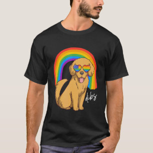 Golden Retriever Dog Lgbt Rainbow Glasses Gay Prid T-Shirt