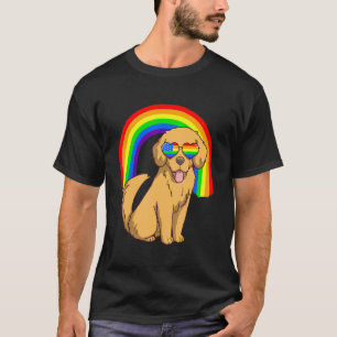 Golden Retriever Dog Lgbt Rainbow Usa Us Flag Meri T-Shirt