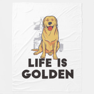 Golden Retriever Dog - Life Is Golden Fleece Blanket