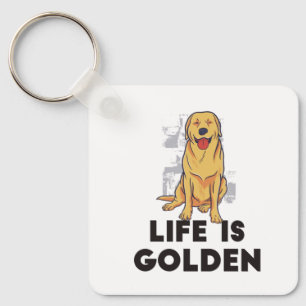Golden Retriever Dog - Life Is Golden Key Ring