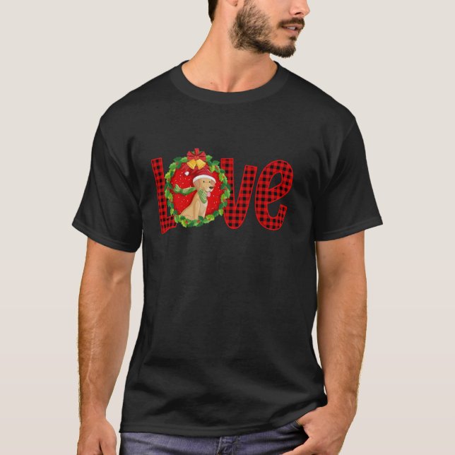 Golden Retriever Dog Love Christmas Red Plaid Buff T-Shirt (Front)