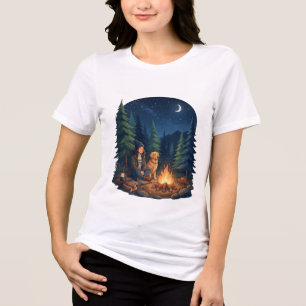 Golden Retriever Dog Lover Camping Campfire Tri-Blend Shirt