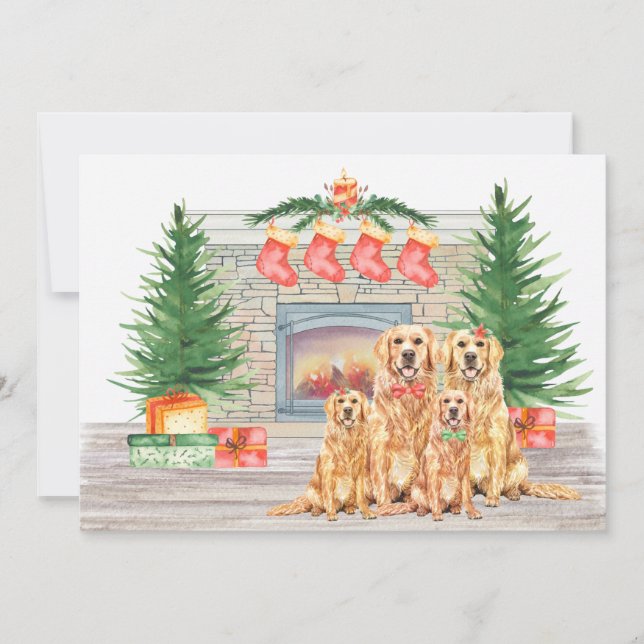 Golden Retriever Dog Lover Christmas Holiday Card (Front)