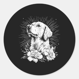 Golden Retriever Dog Lover Retro Style Tattoo Classic Round Sticker