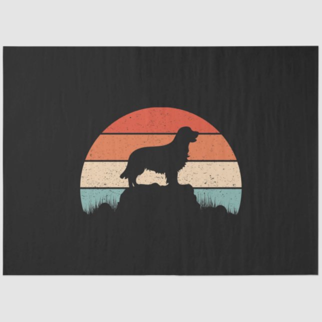 Golden Retriever Dog Lover Retro Sunset Tissue Paper (Front)