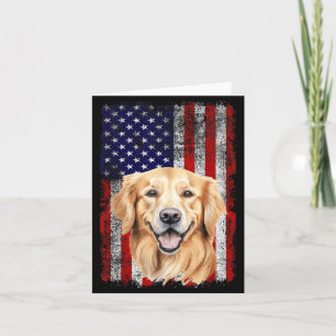 Golden Retriever Dog Lover US Flag 4th of July Card