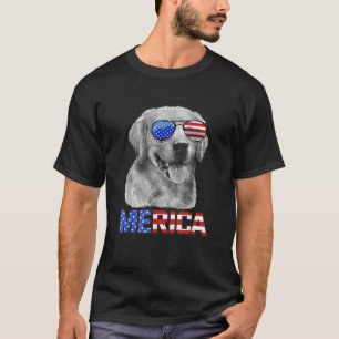 Golden Retriever Dog Merica 4th July Patriotic Ame T-Shirt
