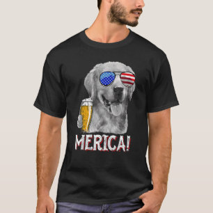 Golden Retriever Dog Merica 4th July Patriotic Ame T-Shirt