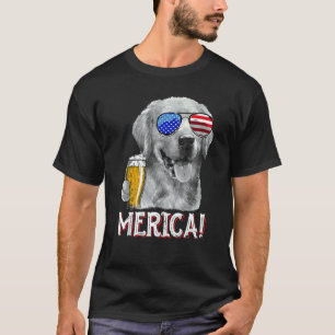 Golden Retriever Dog Merica 4th July Patriotic Ame T-Shirt