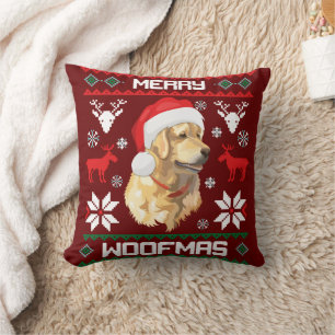Golden Retriever Dog Merry Woofmas Christmas Sweat Cushion