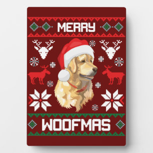 Golden Retriever Dog Merry Woofmas Christmas Sweat Plaque