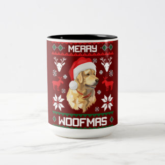 Golden Retriever Dog Merry Woofmas Christmas Sweat Two-Tone Coffee Mug