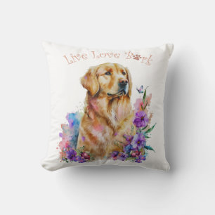 Golden Retriever Dog Mum Floral Cushion