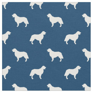 golden retriever dog navy blue silhouette fabric