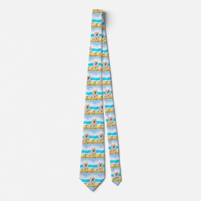 Golden Retriever Dog on Beach Tie (Front)
