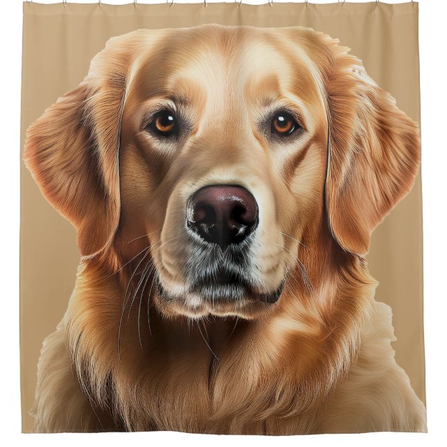 Golden Retriever Dog on Shower Curtain (Front)
