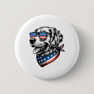 Golden Retriever Dog Patriotic 4th Of July America 6 Cm Round Badge