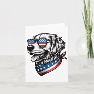 Golden Retriever Dog Patriotic 4th Of July America Card