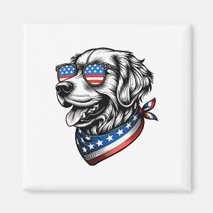 Golden Retriever Dog Patriotic 4th Of July America Magnet
