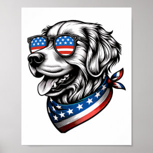 Golden Retriever Dog Patriotic 4th Of July America Poster